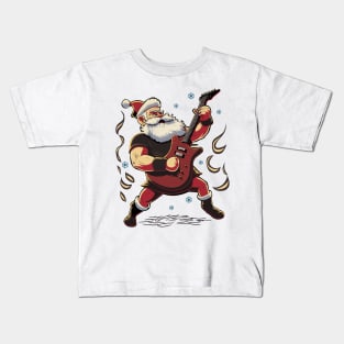 Christmas Guitar Gift Santa Claus Guitarist Funny Guitar Kids T-Shirt